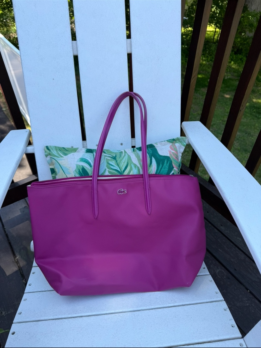 Lacoste Magenta Top-Handle Tote